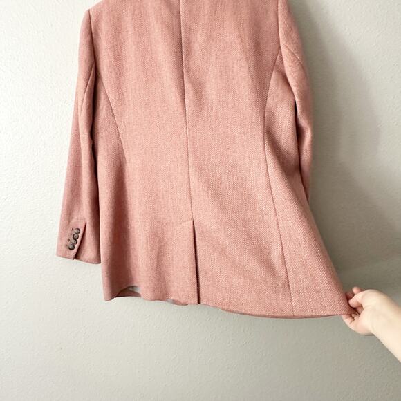 NWOT LOFT Blush Herringbone Longline Wool Blend Blazer women's plus size 16 - Picture 8 of 16